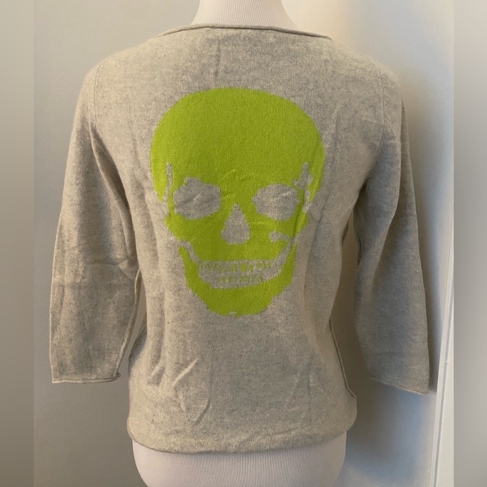360 Cashmere Grey Skull Sweater - Size Small - Picture 3 of 6